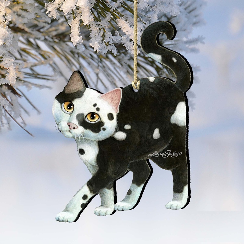 Cookie N Creme Cat Wooden Ornaments by Laura Seeley – Pets Dog and Cats Decor – 8512064-LS