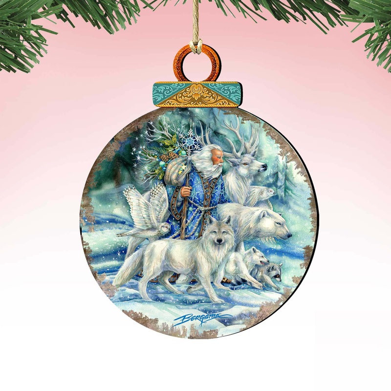 Cool Winds Father Winter Animals Wooden Ornaments by J. Bergsma – Wildlife Holiday Decor – 8591862-JB