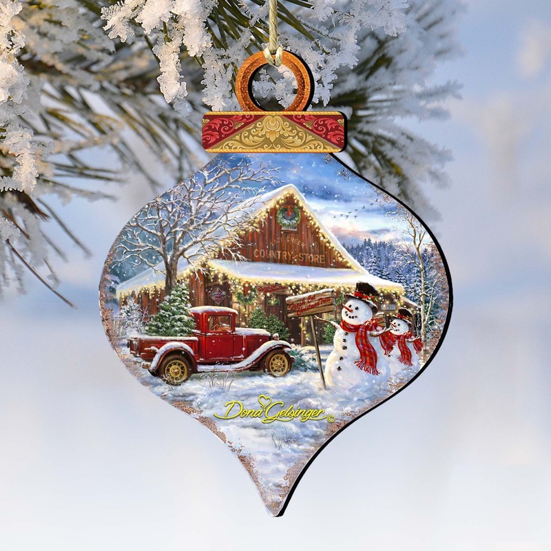 Country Store Christmas Drop Wooden Ornaments by Gelsinger – Christmas Decor – 8031022-1607