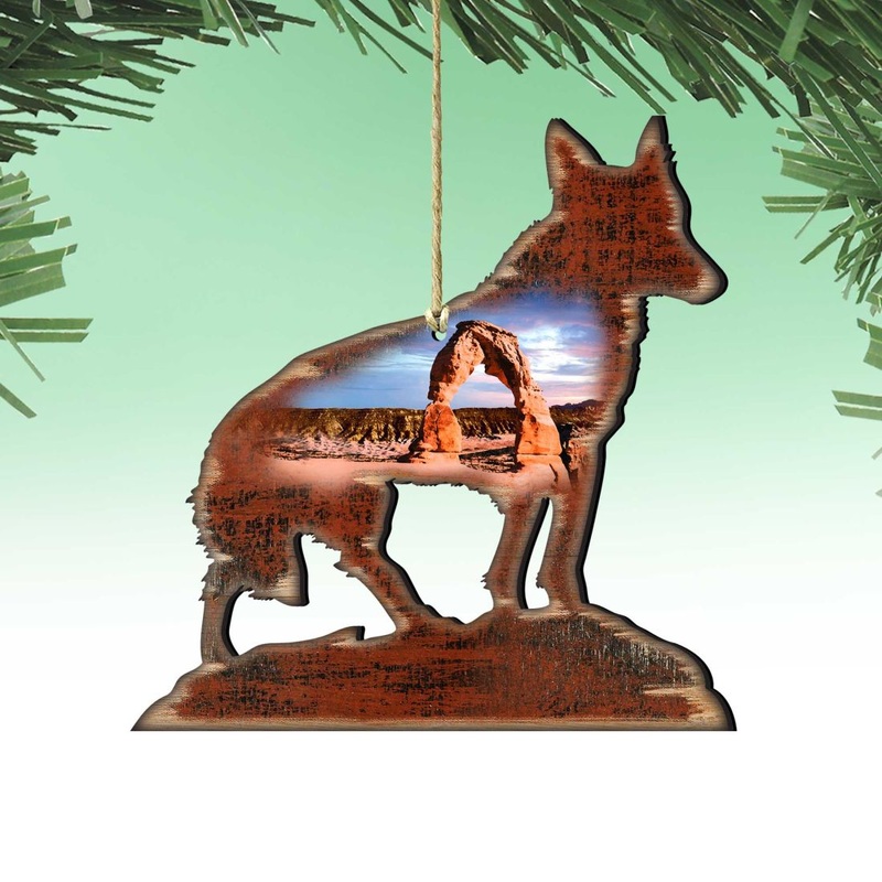 Coyote Wooden Ornaments by Nature Wonders – Wildlife Holiday Decor – 8198160