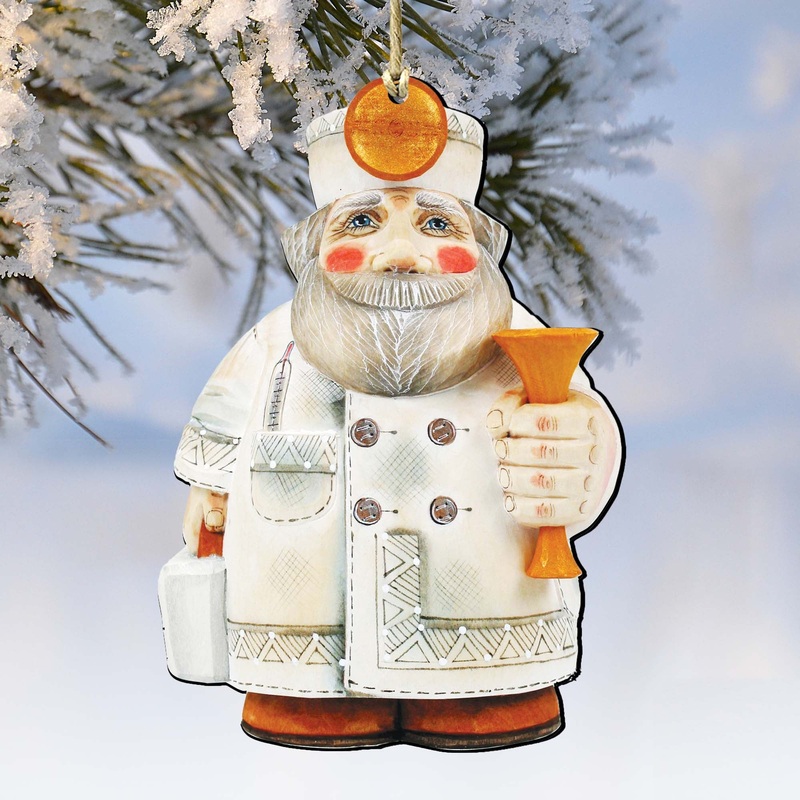 Doctor Santa Christmas Wooden Ornaments by G. DeBrekht – Christmas Santa Snowman Decor – 8151921