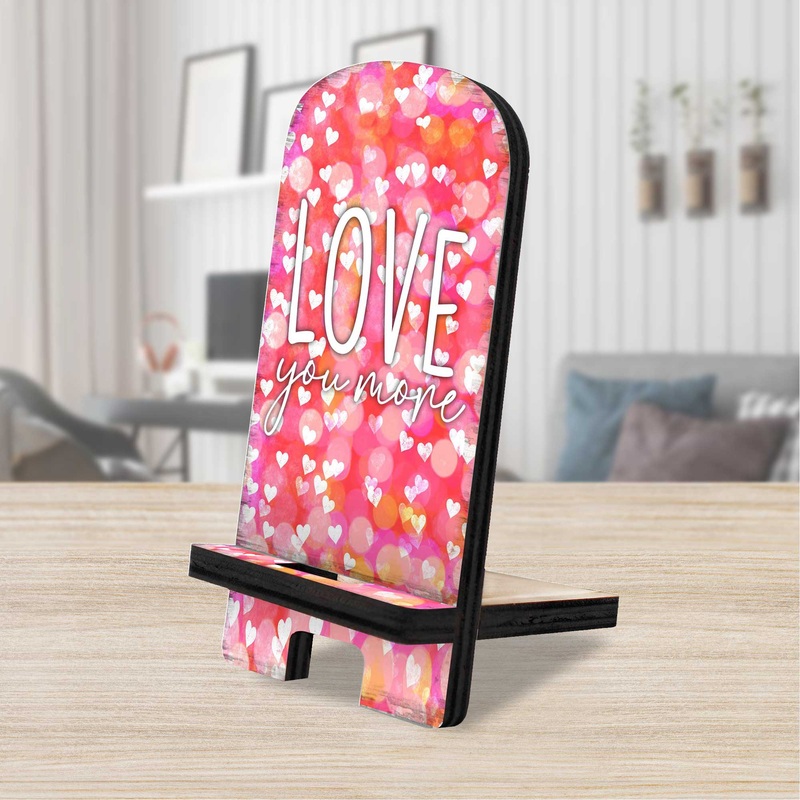 Love You More Cell Phone Stand Family Decor Wood Mobile Tablet Holder Charging Station Organizer – 892063