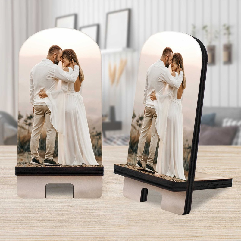 Photo Personalized Cell Phone Stand Custom Wood Stand Mobile Tablet Holder Charging Station Organizer – 892015P
