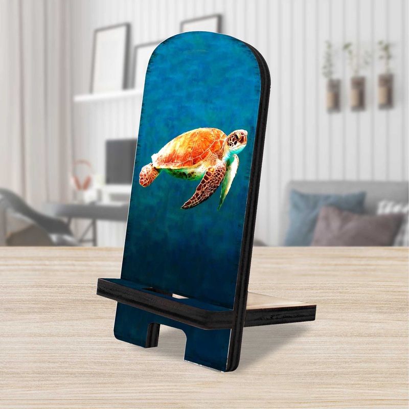 The Turtle Coastal Cell Phone Stand Wood Mobile Tablet Holder Charging Station Organizer – 892048