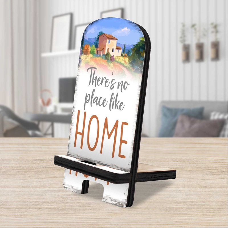 There Is No Place Like Home Cell Phone Stand Family Decor Wood Mobile Tablet Holder Charging Station Organizer – 892069