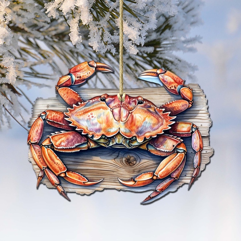 Alaskan Crab Wooden Ornaments by  – Wildlife Holiday Decor – 8710121-1