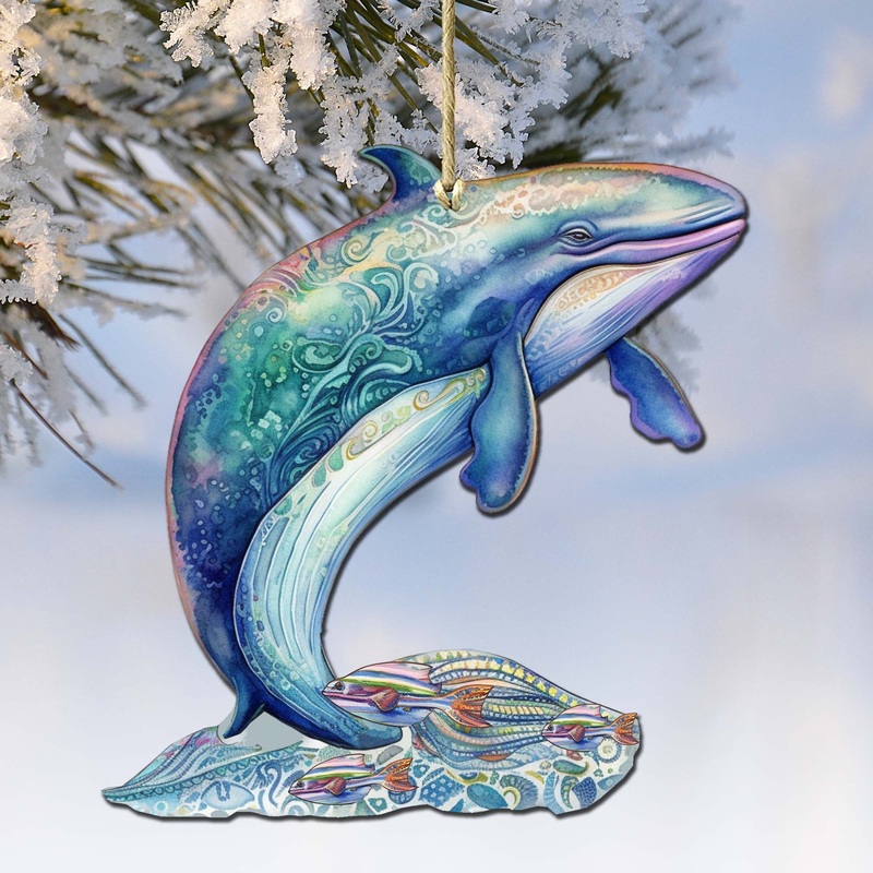 Alaskan Fairy Whale Wooden Ornaments by  – Wildlife Holiday Decor – 8710107-3