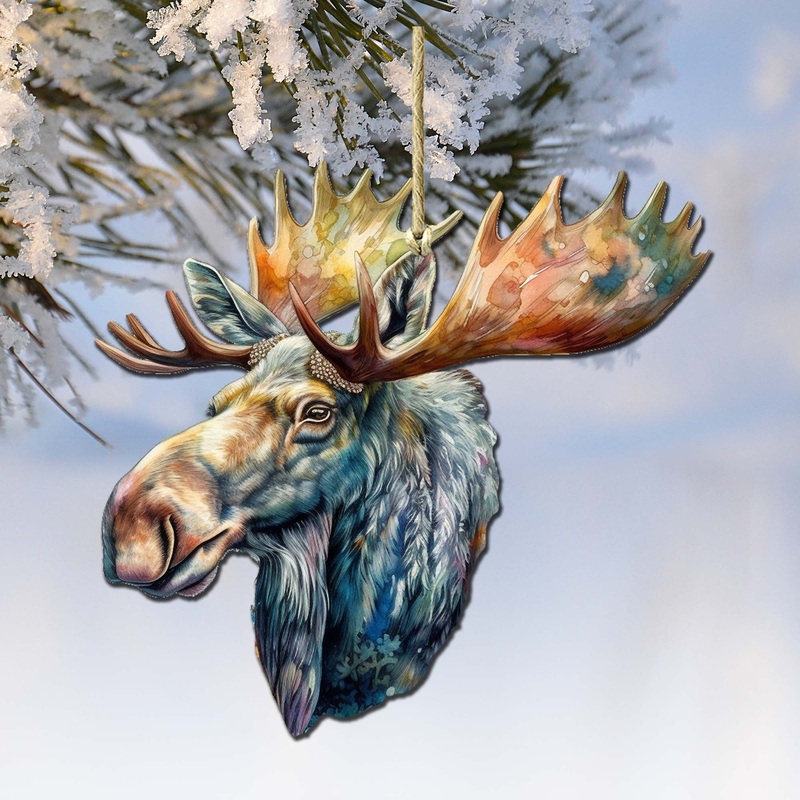 Alaskan Majestic Moose Wooden Ornaments by  – Wildlife Holiday Decor – 8710108-1