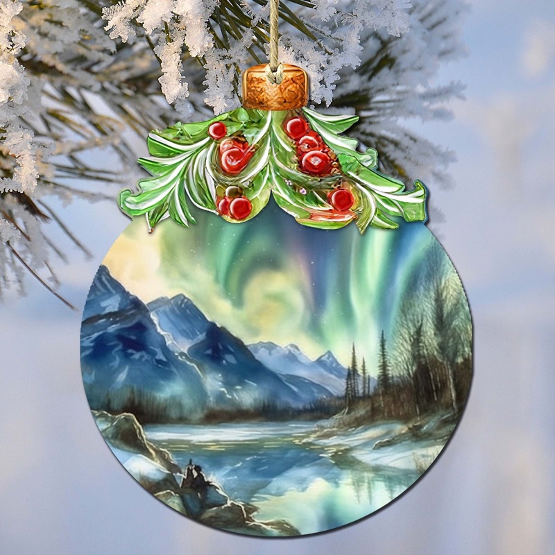 Alaskan Northern Lights Berry Wooden Ornaments by  – Wildlife Holiday Decor – 870023