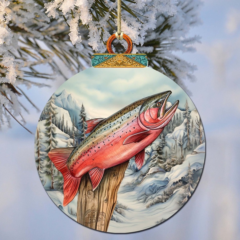 Alaskan Red Sockeye Wooden Ornaments by  – Wildlife Holiday Decor – 870047