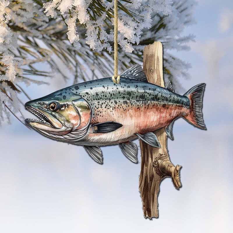 Alaskan Sockeye Wooden Ornaments by  – Wildlife Holiday Decor – 8710109-3