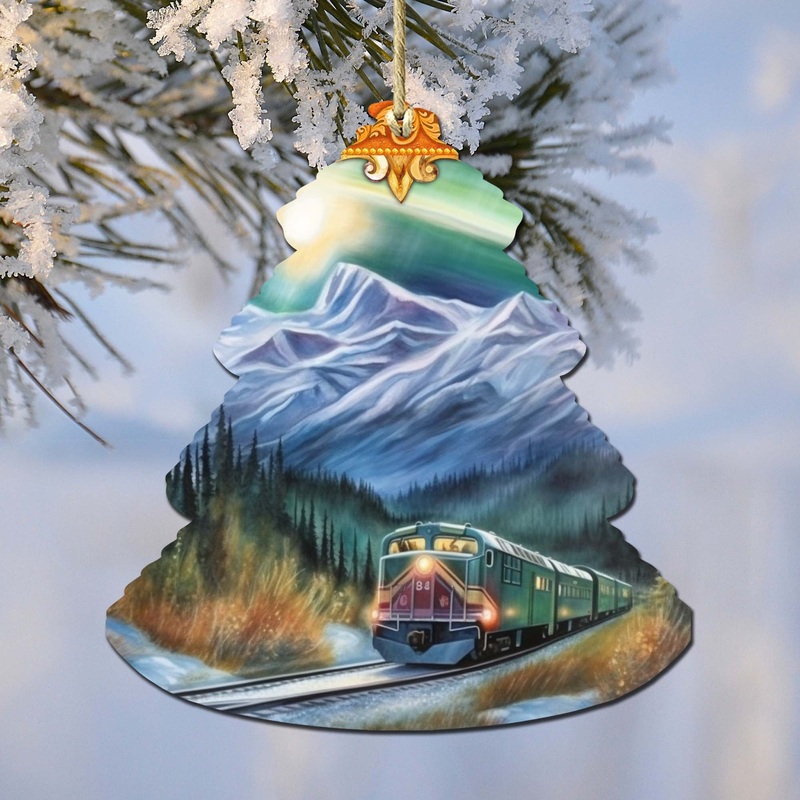 Arctic Aurora Express Tree Wooden Ornaments by  – Wildlife Holiday Decor – 870001