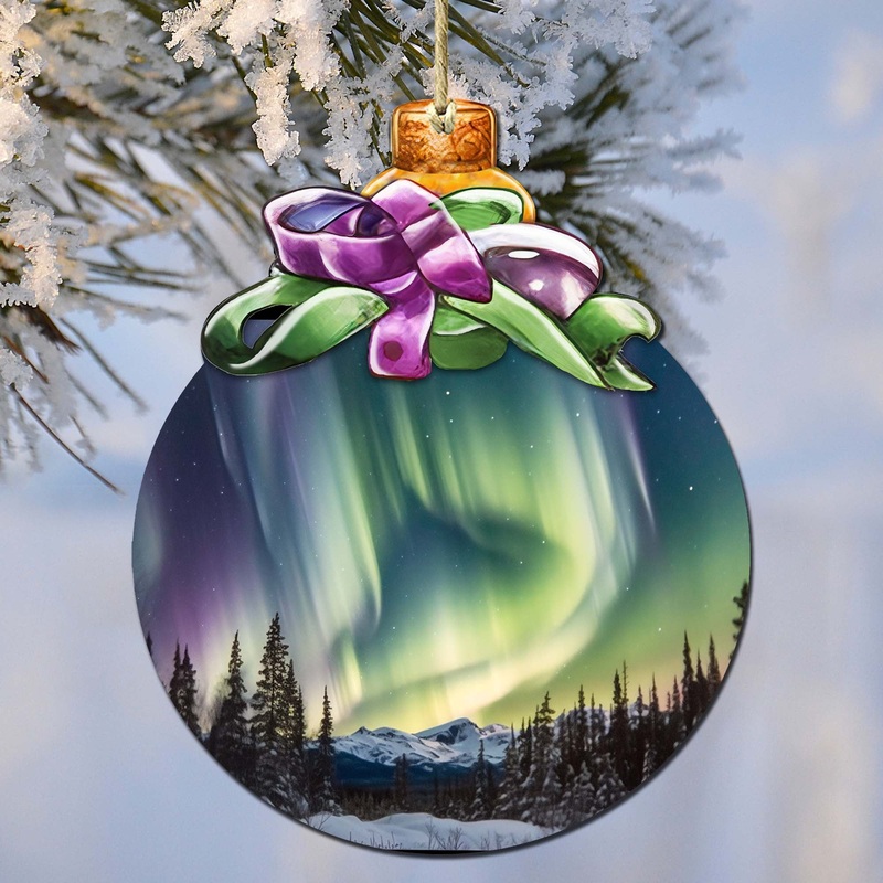 Aurora Borealis Brilliance Wooden Ornaments by  – Wildlife Holiday Decor – 870025