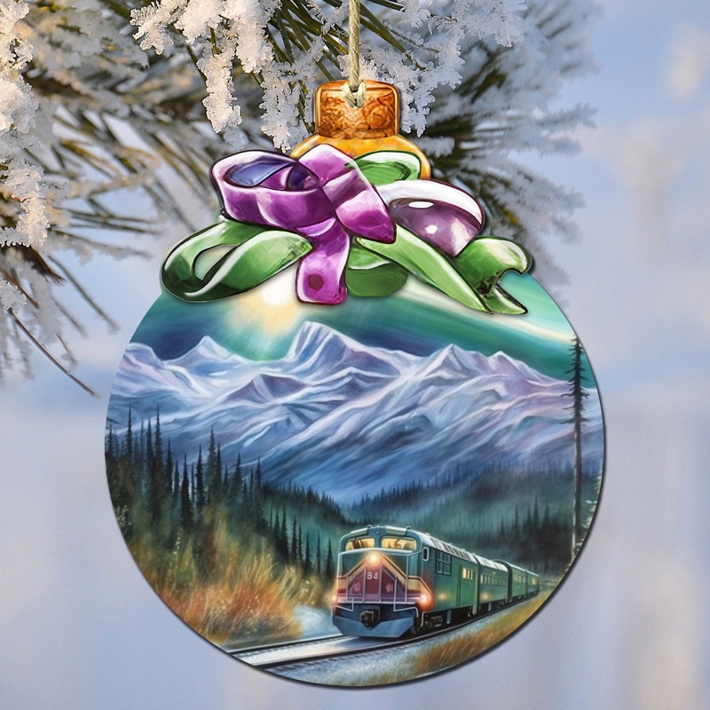 Aurora Borealis Railway Wooden Ornaments by  – Wildlife Holiday Dcor – 870017