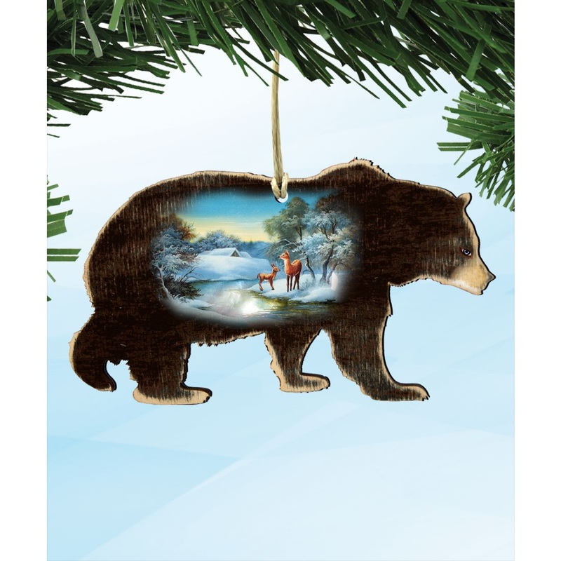 Black Bear Wooden Ornaments – Tree Ornament by G. DeBrekht – Wildlife Holiday Decor – 8198215-3