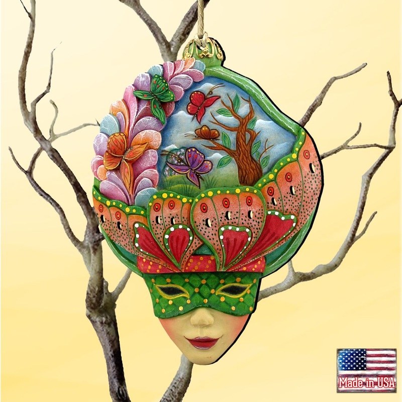 Butterfly Mask Wooden Ornaments by G. DeBrekht – Thanksgiving Halloween Decor – 8161037