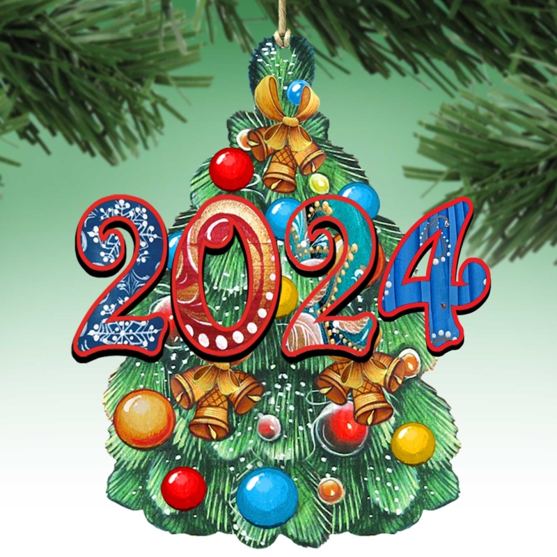Celebration 2024 Dated Wooden Ornaments by G. DeBrekht – Christmas Decor – 8114040-D24