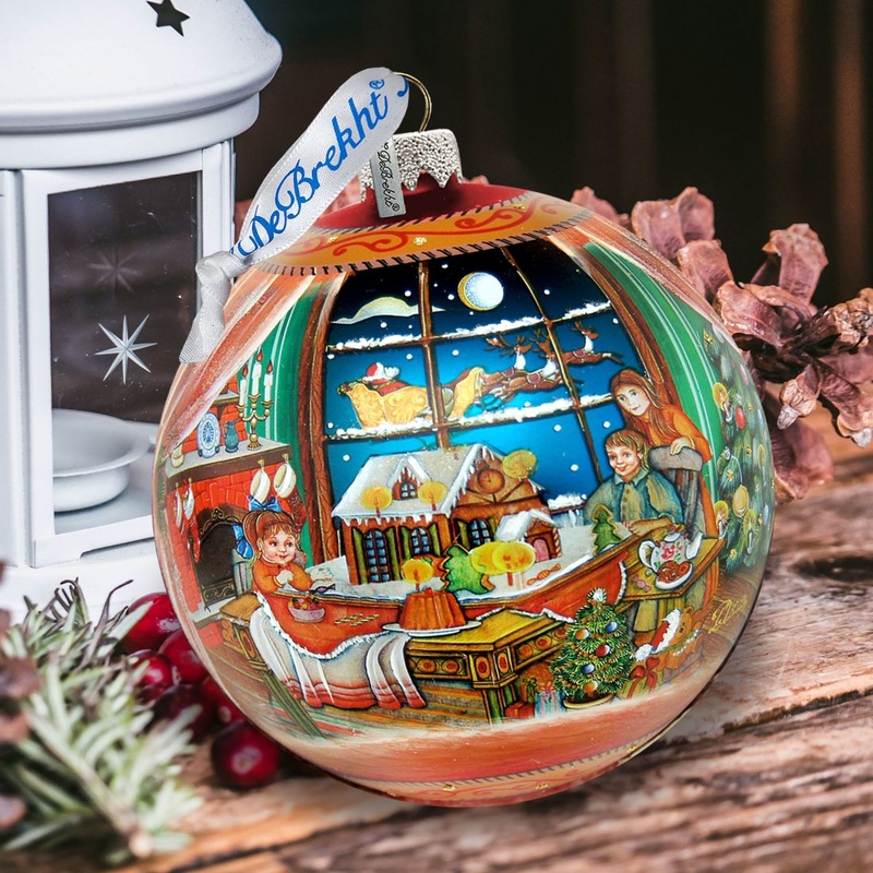 Christmas Arrival Up-Up and Away Glass Ornament Limited Edition by G. DeBrekht – Christmas Santa Snowman Decor – 73857