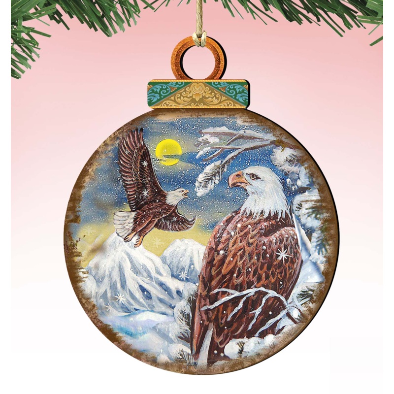 Eagles Ball Wooden Ornaments by G. DeBrekht – Wildlife Holiday Decor – 8025219