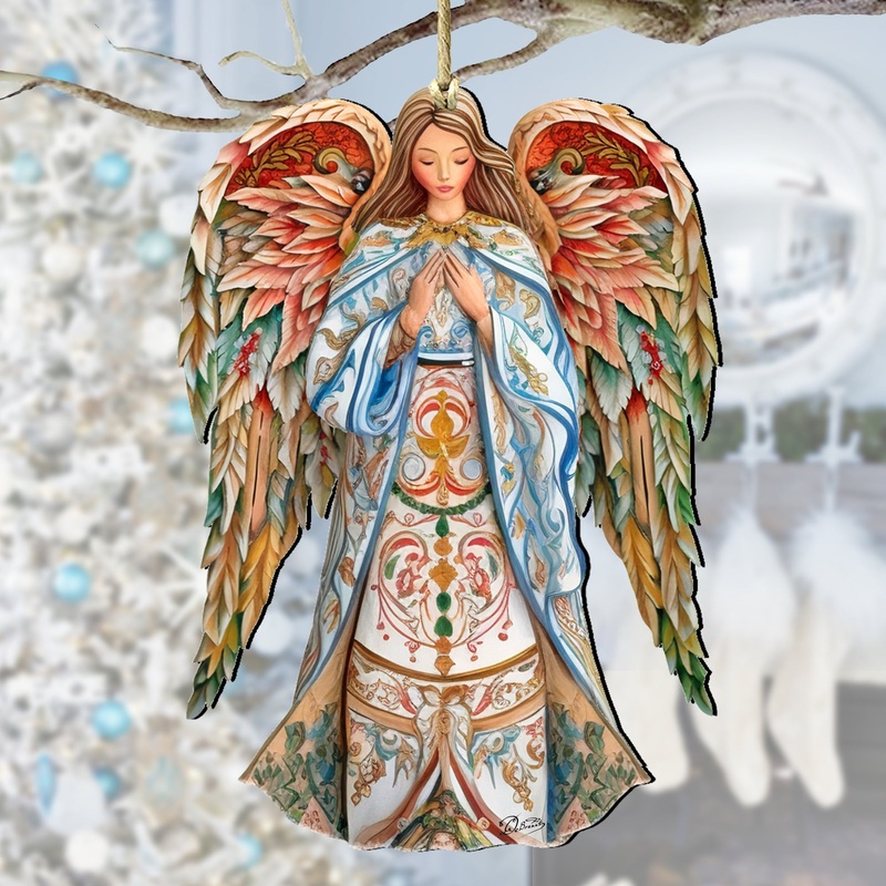 Elegant Angel of Hope Wooden Ornaments by G. DeBrekht Nativity Holiday Decor – 8611073