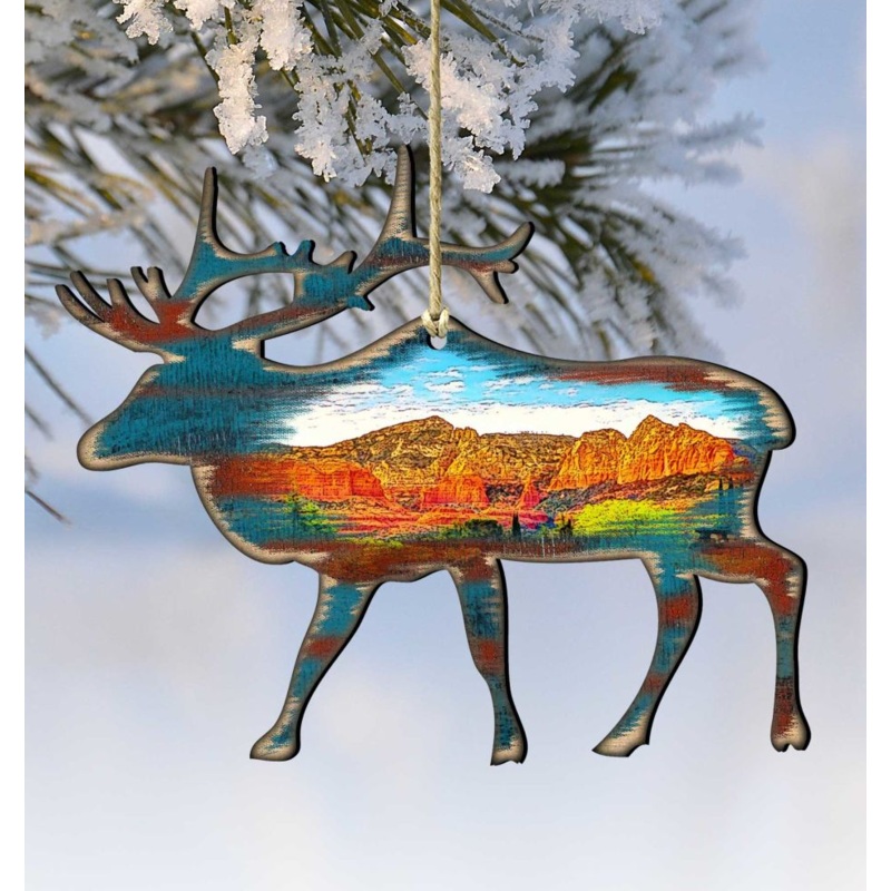 Elk Wooden Ornaments by Nature Wonders – Wildlife Holiday Decor – 8198221