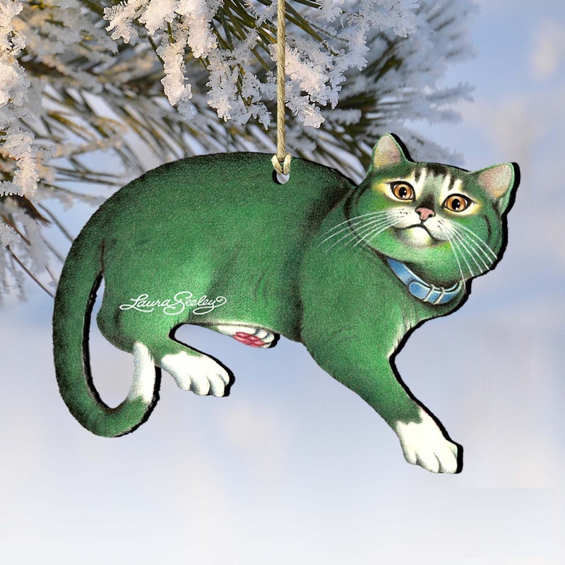 Emerald Queen Cat Wooden Ornaments – Tree Ornament by Laura Seeley – Pets Dog and Cats Decor – 8512063-LS