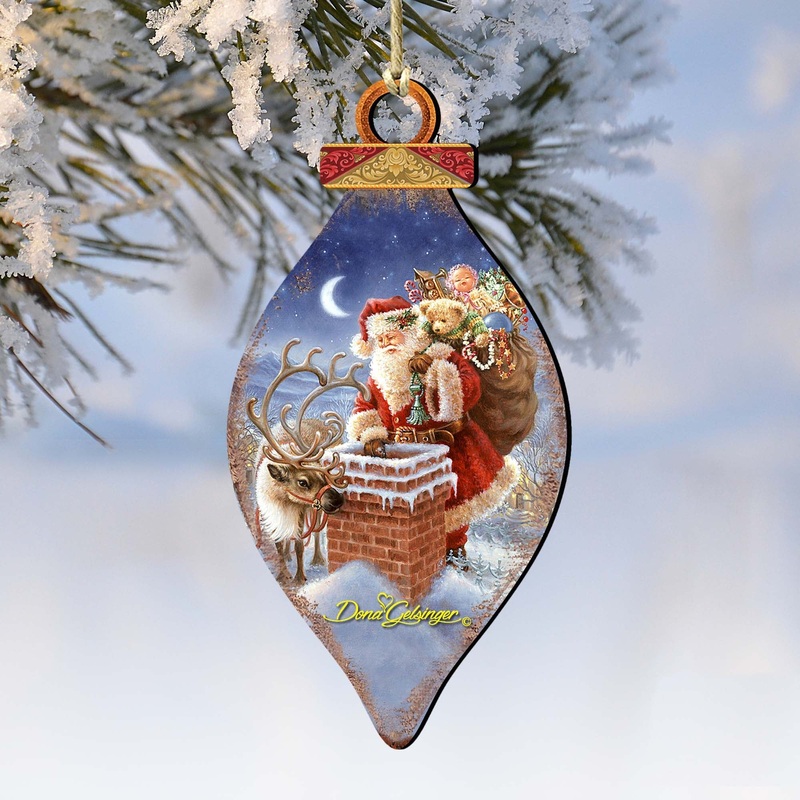 Faithful Friends Santa Wooden Ornaments by Gelsinger – Christmas Santa Snowman Decor – 8041050-0105