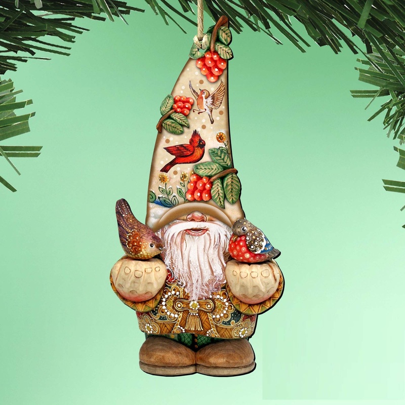 Fall Gnome Dwarf Wooden Ornaments by G. DeBrekht – Thanksgiving Halloween Decor – 8611013