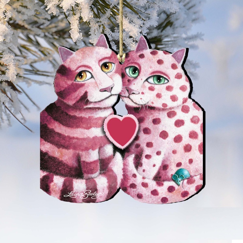 First Date Cat Wooden Ornaments by Laura Seeley – Pets Dog and Cats Decor – 8512060-LS