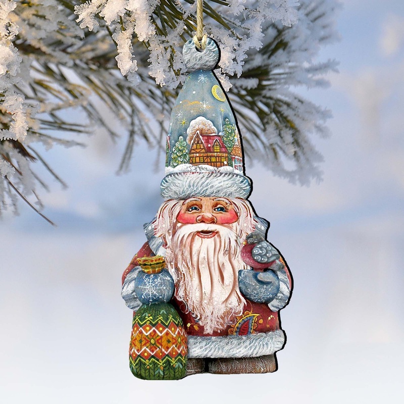 First Noel Christmas Wooden Ornaments by G. DeBrekht – Christmas Santa Snowman Decor – 8116410