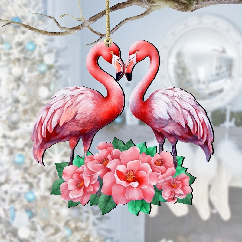 Flamingos Love Wooden Ornaments by G. DeBrekht Love Kids Family Decor – 8611039