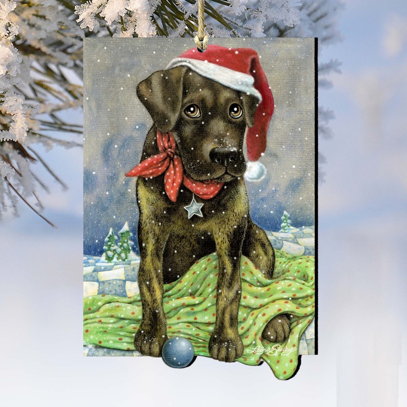 Flurries Fetch Fun Santa Dog by Laura Seeley – Pets Dog and Cats Decor – 8511025-LS