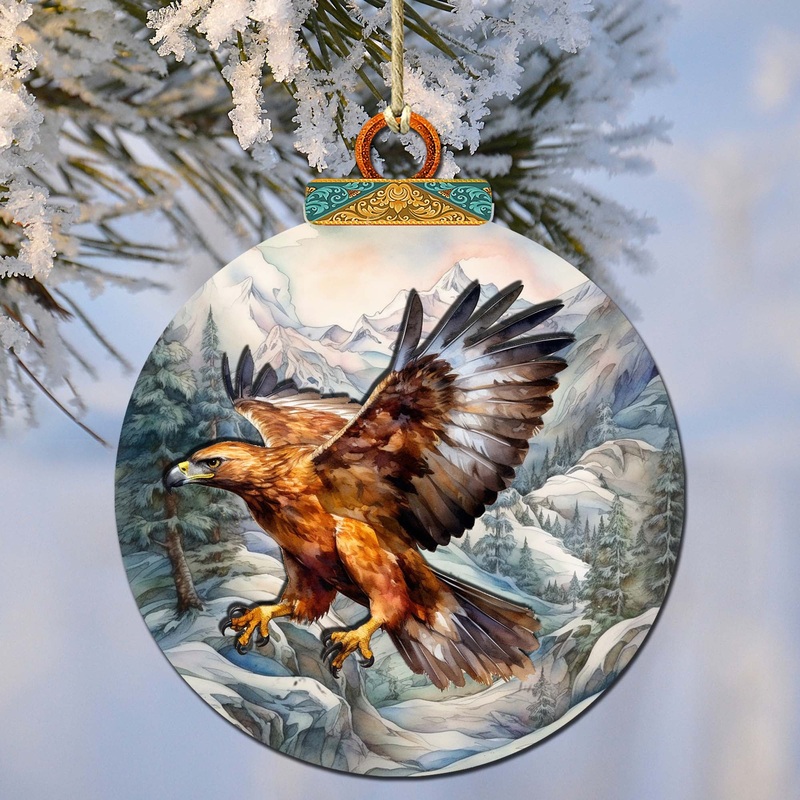 Flying Golden Eagle Wooden Ornaments by  – Wildlife Holiday Dcor – 870060