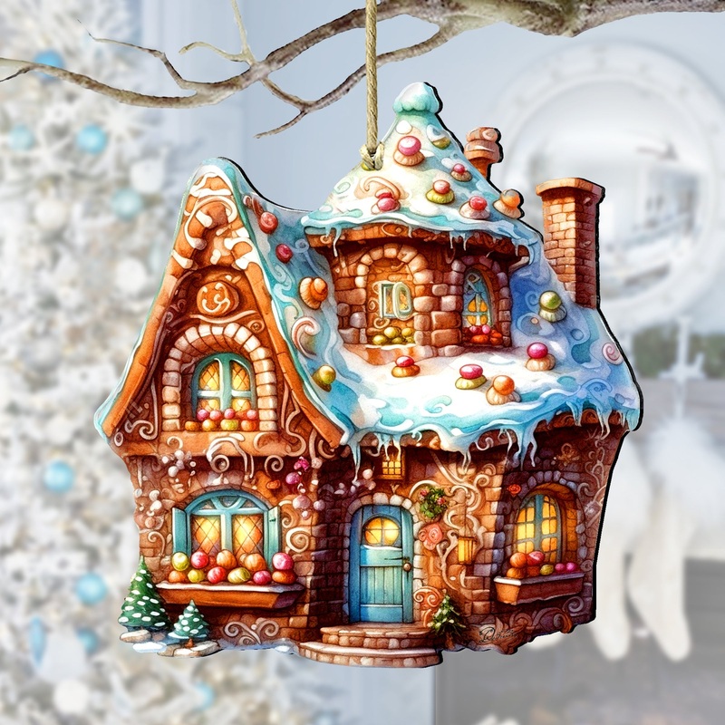 Gingerbread House Wooden Ornaments by G. Debrekht – Christmas Decor – 8100191-2