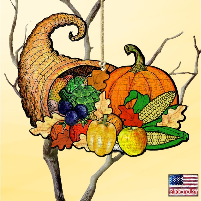 Give A Thanks Wooden Ornaments by G. DeBrekht – Thanksgiving Halloween Decor – 8158905