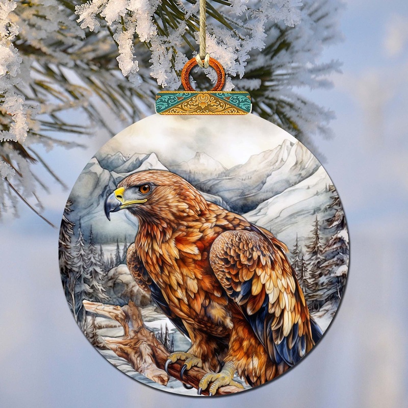 Golden Eagle Majesty Wooden Ornaments by  – Wildlife Holiday Decor – 870062