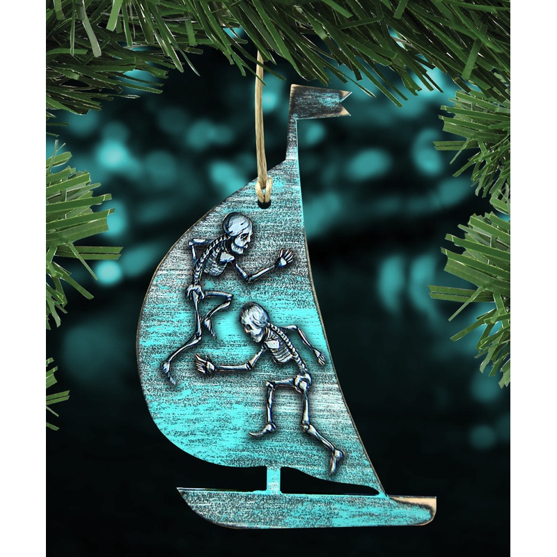 Halloween Skeletons Sailboat Wooden Ornaments – Thanksgiving Halloween Decor – 8199524-2