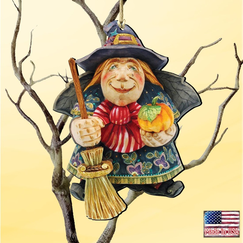 Halloween Witch Wooden Ornaments by G. DeBrekht – Thanksgiving Halloween Decor – 8158412