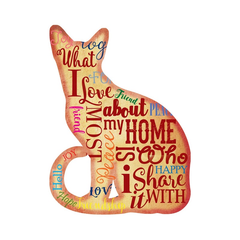 Home Cat Shaped Wooden Rustic Ornaments – Tree Ornament Set of 3 99113W