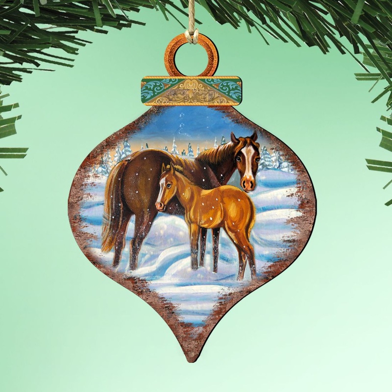 Horses Wooden Ornaments – Tree Ornament by Nature Wonders – Wildlife Holiday Decor – 8015220