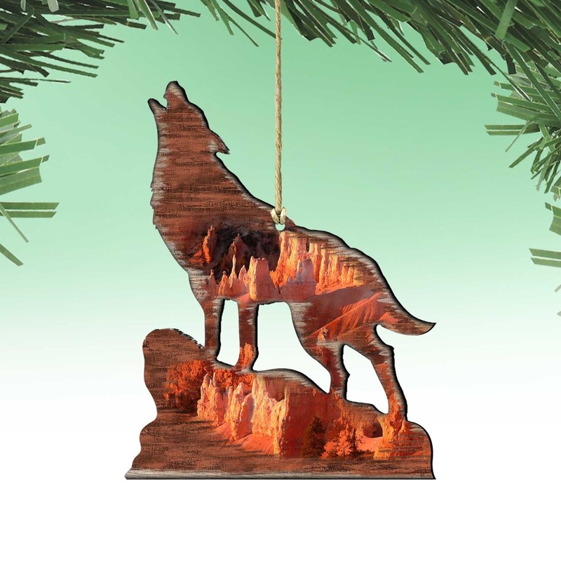 Howling Wolf Wooden Ornaments by Nature Wonders – Wildlife Holiday Decor – 8198227-3