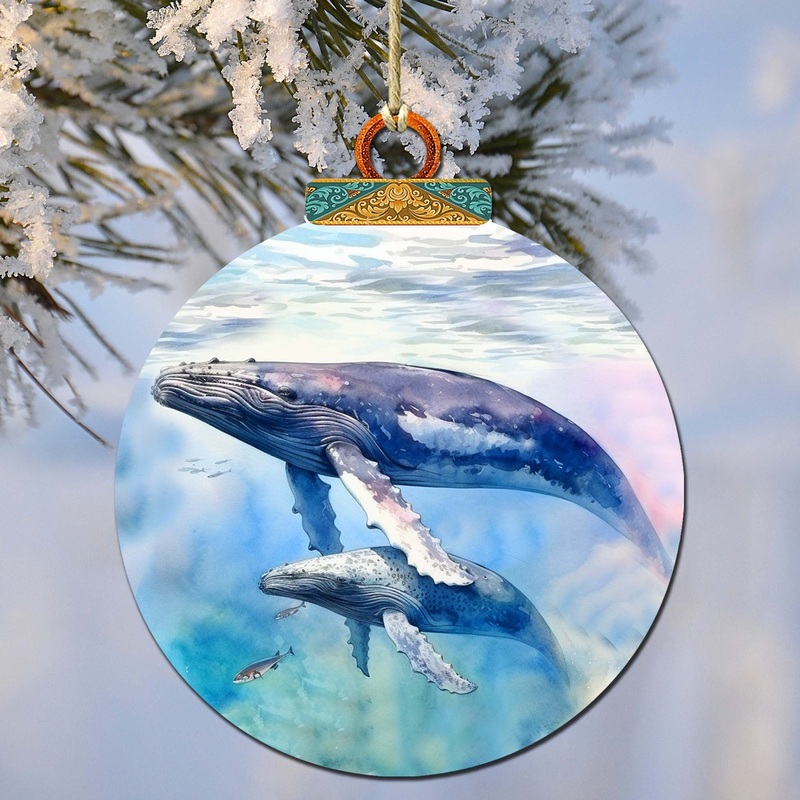 Humpback Harmony Wooden Ornaments by  – Wildlife Holiday Decor – 870012