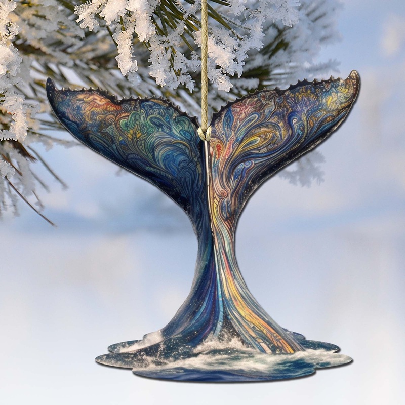 Humpback Whale Tail Wooden Ornaments by  – Wildlife Holiday Dcor – 8710104-1