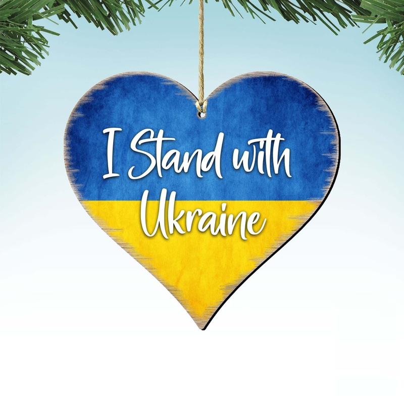 I Stand with Ukraine Wooden Ornaments – International Decor – 8187121
