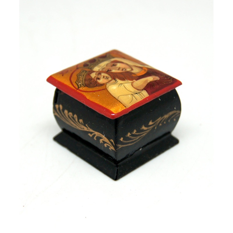 Mary and Child Palekh Handpainted Miniature Paper Mache Box – 333546 by G. DeBrekht