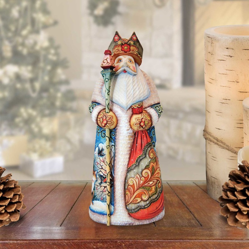 Moose Gathering Christmas Santa Hand-Painted WOODCARVED Masterpiece by G. DeBrekht – Wildlife Holiday Decor – 213630 *** PRE-ORDER – Handmade Just for You! ***