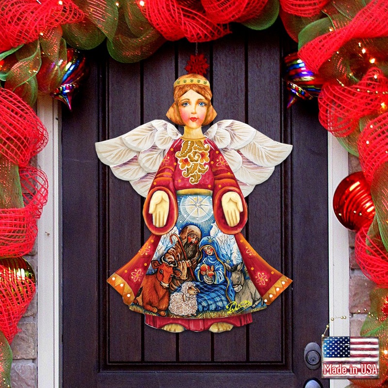 Nativity Christmas Angel Nativity Door Decor by G. DeBrekht – Nativity Holiday Decor – 8152722H