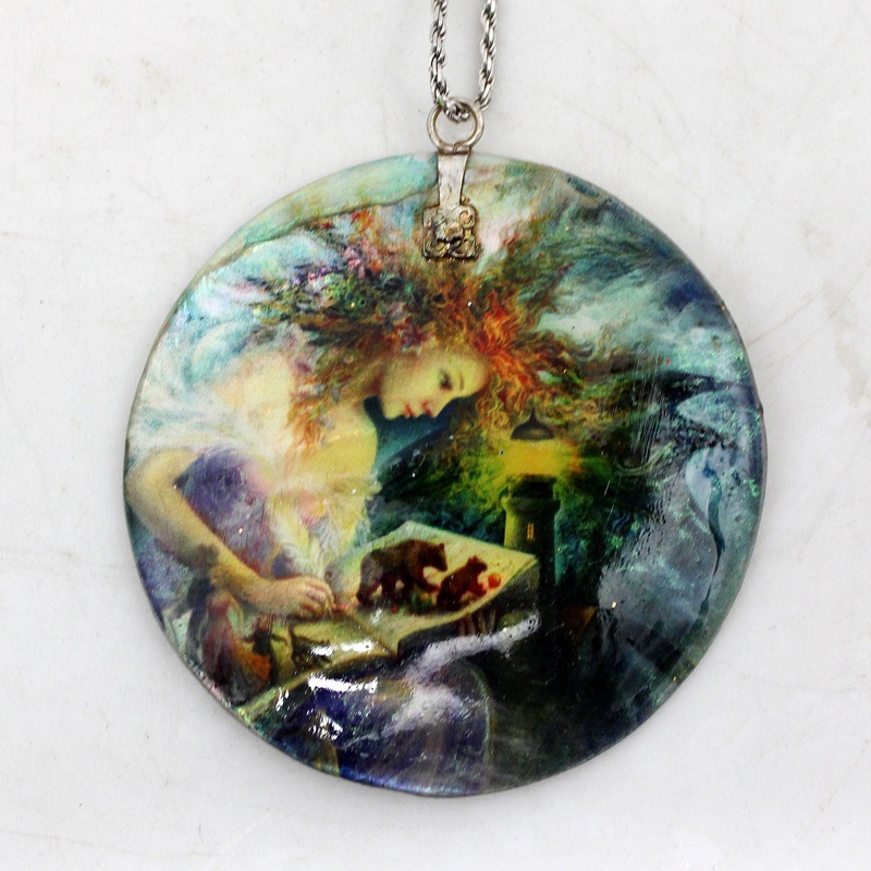 One-of-a-Kind Mother of Pearl Lacquered Miniature Jewelry Pendant 2D by  Unique Handmade Gift Collectible and Home Decoration