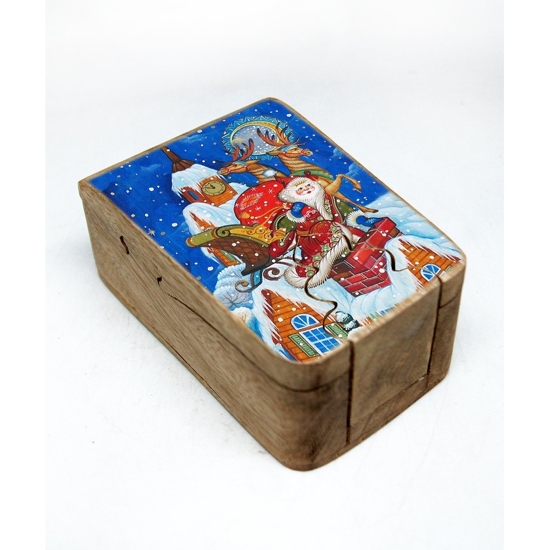 Trough the Roof Secret Wooden Puzzle Box 6×3.5×2 by , Unique Hand Carved Gift