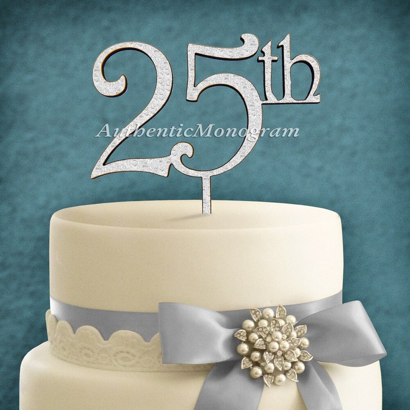 25th Birthday Wooden Cake Topper – 25th Anniversary Cake Topper